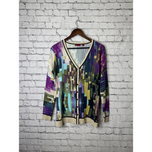 Venini Women's Multicolor Abstract‎ Pattern Button-Up Size L